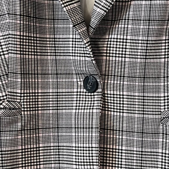NWT Jujes & Leopold Women's Blazer Button Gray Plaid Size Small Jacket Collared - Picture 3 of 10